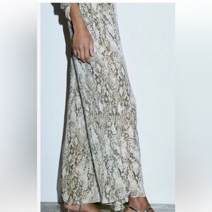 Zara Snake Print Flowy Wide Leg Pants